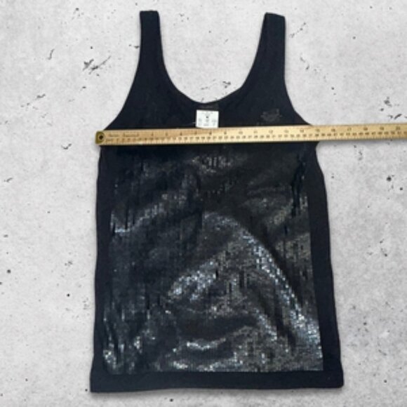 J.Crew Factory Tank Top Sequins Embellishment Cotton Sleeveless Design Black W S - Picture 3 of 10